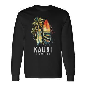 Kauai Hawaii Surf Hawaiian Vintage Surfing Surfer Long Sleeve T-Shirt | Seseable UK