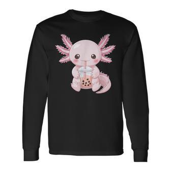 Kawaii Anime Axolotl Boba Long Sleeve T-Shirt - Thegiftio