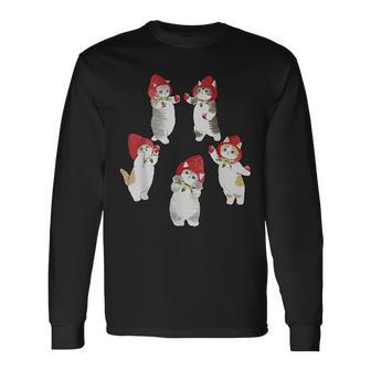 Kawaii Cats With Fruit Hats Strawberry Vintage Kitten Lover Long Sleeve T-Shirt - Thegiftio UK