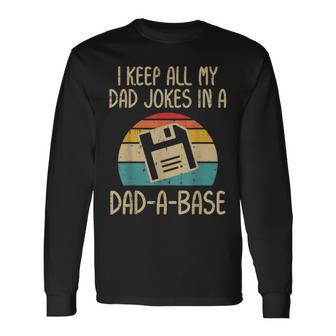 Keep Dad Jokes Dad A Base Disk Fathers Day Papa Daddy Long Sleeve T-Shirt - Thegiftio UK