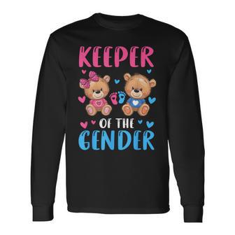 Keeper Of The Gender Reveal Baby Bear Pink Or Blue Long Sleeve T-Shirt - Thegiftio UK