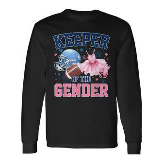 Keeper Of The Gender Touchdown Or Tutus Gender Reveal Party Long Sleeve T-Shirt - Thegiftio UK