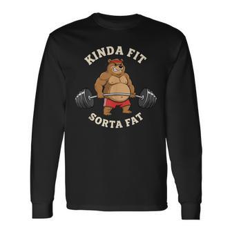 Kinda Fit Sorta Fat Gym Dad Bod Bear Long Sleeve T-Shirt - Thegiftio UK