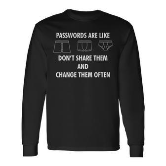 La Contraseñaon Como Breve Ciberseguridad Informática Geek Camiseta de manga larga - Regaloses