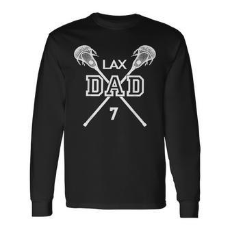 Lacrosse Dad Lax Dad Father Number 7 Long Sleeve T-Shirt - Thegiftio UK