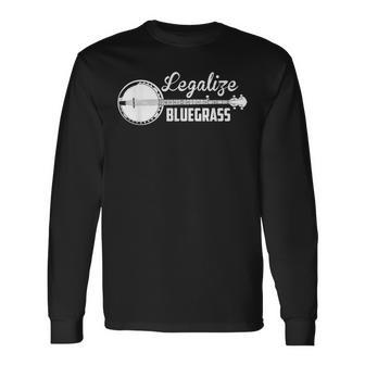 Legalize Bluegrass Banjo ビンテージヒッピーブルーグラス 音楽ファン 長袖Tシャツ - Kawaiitshirt