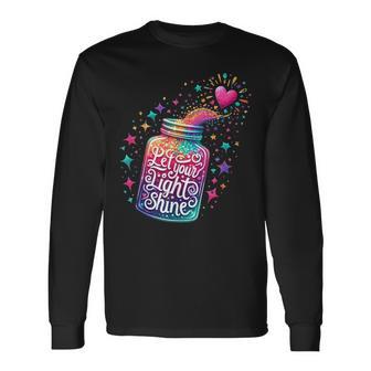 Let Your Light Shine Colorful Stars Heart Long Sleeve T-Shirt - Thegiftio