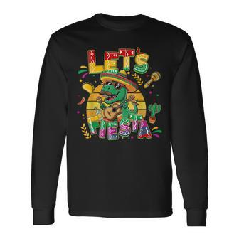 Let's Fiesta Dino Trex Cinco De Mayo Boys Mexican Party Long Sleeve T-Shirt - Thegiftio UK