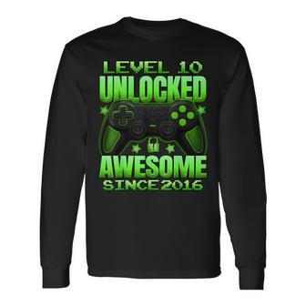 Level 10 Unlocked 10 Year Old Boys 10Th Birthday Boy Long Sleeve T-Shirt - Thegiftio UK