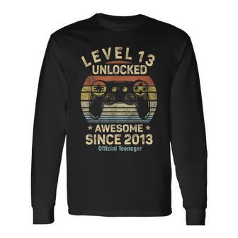 Level 13 Unlocked Official Nager 13Th Birthday Gaming Long Sleeve T-Shirt - Thegiftio UK