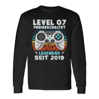 Level 7 Jahre Geburtstags Junge Gamer 2019 Geburtstag Langarmshirts - Seseable