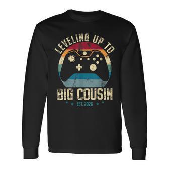 Leveling Up To Big Cousin 2026 Promoted To Big Cousin Gamer Long Sleeve T-Shirt - Monsterry