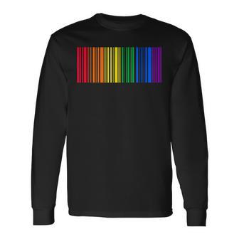 Lgbtq Bandera De Arco Iris Gay Orgullo Mes Regalo Código De Barras Lgbt Camiseta de manga larga - Regaloses