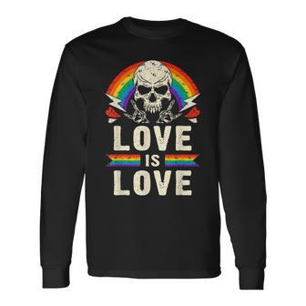 Lgbtプライド、レインボー、ハードギター音楽 長袖Tシャツ - Kawaiitshirt