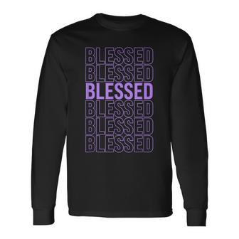 Light Purple Blessed Light Purple Violet Color Graphic Long Sleeve T-Shirt - Thegiftio