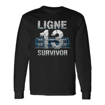 Ligne 13Urvivor Paris Metro Trainurpeuplé Humour Chaos T-shirt à manches longues - Cadeauxyz