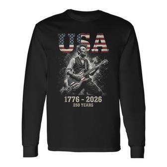 Lincoln Guitar 250 Anniversary 1776-2026 Usa Long Sleeve T-Shirt - Thegiftio UK
