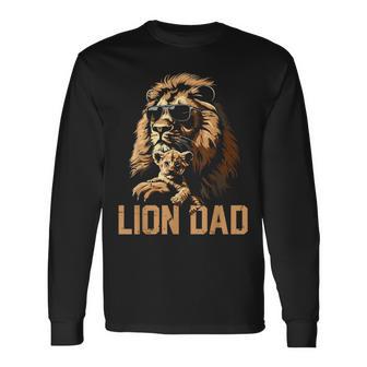 Lion Dad And Baby Fathers Day Daddy Lions Lovers Long Sleeve T-Shirt - Thegiftio UK