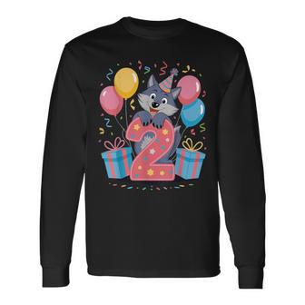 Lobo 2º Cumpleaños Para Niño Niña 2 Añosegundo Dos Lobo Camiseta de manga larga - Regaloses