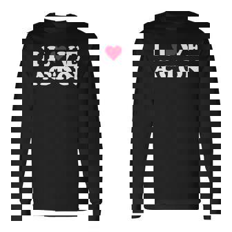 I Love Acton マッチング ガールフレンド&ボーイフレンド アクトン名 長袖tシャツ 長袖Tシャツ - Kawaiitshirt