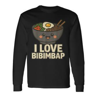 I Love Bibimbap Dibujos Animados K-Food Amante Amor Comida Coreana Camiseta de manga larga - Regaloses