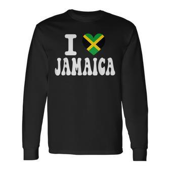 I Love Jamaica Herz-Flagge Retro Reise-Souvenir Langarmshirts - Seseable