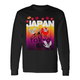I Love Japan Culture Cool Japanunset Red-Crowned Crane 長袖Tシャツ - Kawaiitshirt