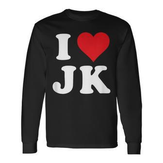 I Love Jk Initials I Heart JK First Last Name J K Long Sleeve T-Shirt - Monsterry