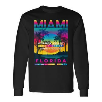 I Love Miami Miamiibes Illustration Graphic s 長袖Tシャツ - Kawaiitshirt