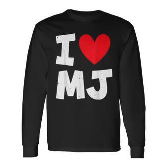I Love Mj Heart Personalized Name Mj First Name Long Sleeve T-Shirt | Mazezy