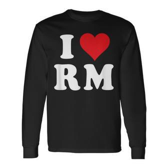 I Love Rm Initials I Heart RM First Last Name R M Long Sleeve T-Shirt - Thegiftio UK