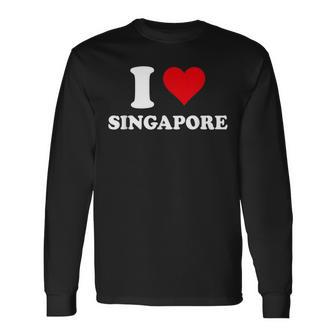 I Loveingapore Heart シンガポールギフト 長袖Tシャツ - Kawaiitshirt