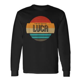 Luca 名称 レトロ・ヴィンテージ・サンセット 限定版 長袖Tシャツ - Kawaiitshirt