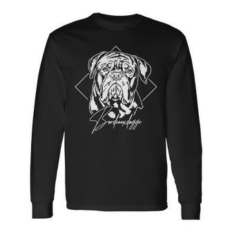 Lustige Bordeauxdogge Portrait Hundeportrait Hunde Langarmshirts - Seseable