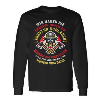 Lustiger Feuerwehrpruch Brandmeister Feuerwehrmann Langarmshirts - Seseable