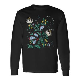 Magic Fish ファニー フィッシング フローラル ヴィンテージ ウクライナ ヴィシバンカ 長袖Tシャツ - Kawaiitshirt