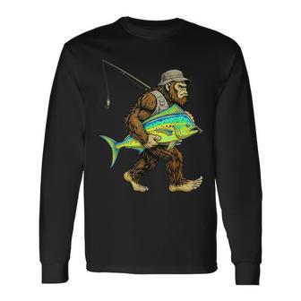 Mahi-Mahi Bigfoot Fisherman Saltwater Fishing Sasquatch Long Sleeve T-Shirt - Thegiftio UK