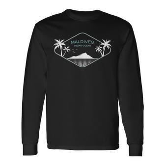 Maldives Océan Indien Palmiers Oiseaux Île Cadeauouvenir T-shirt à manches longues - Cadeauxyz
