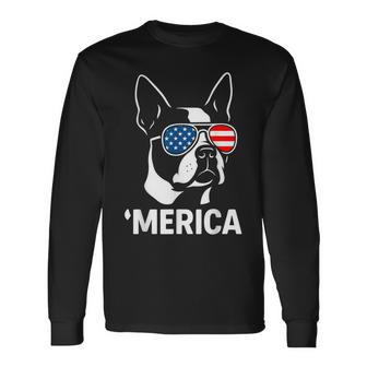 Merica Boston Terrier Long Sleeve T-Shirt - Thegiftio UK