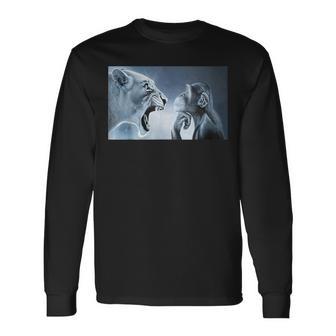 Monkey And Lion Ragebait Meme T-shirt à manches longues - Cadeauxyz