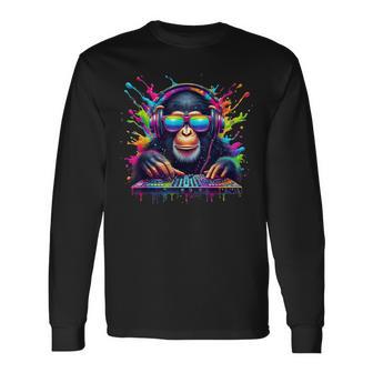 Mono Dj Neón Fiesta Rave Edm Festival Mono Camiseta de manga larga - Regaloses