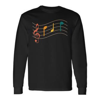 Musical Notes Dad Musician Dad Text In Treble Clef Long Sleeve T-Shirt - Monsterry UK