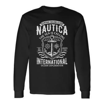 Nautica International Vintage Sailing Club Anchor Emblem Long Sleeve T-Shirt - Thegiftio UK