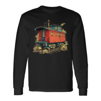 Nice Caboose Graphic For Railroad Lovers Long Sleeve T-Shirt - Thegiftio UK