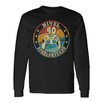 Niveau 40 Débloqué 40 Ans Cadeau Danniversaire Gamer T-shirt à manches longues - Cadeauxyz
