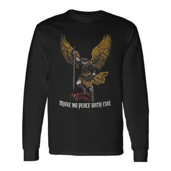 Make No Peace With Evil Vintage Christan Warrior Angel Long Sleeve T-Shirt - Thegiftio UK