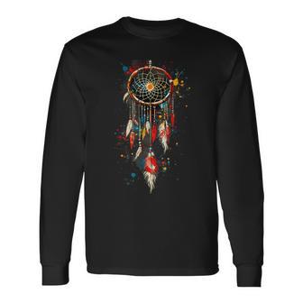 Obra De Arte De Atrapasueños De La Tribu India Nativa Camiseta de manga larga - Regaloses