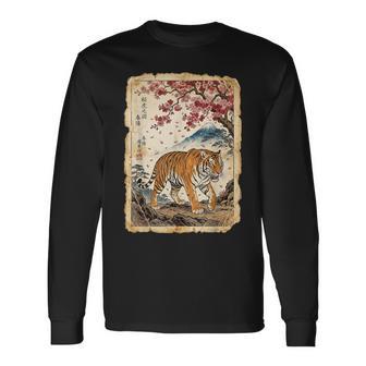 Œuvre D'artintage En Fleurs De Cerisier Japonais T-shirt à manches longues - Cadeauxyz