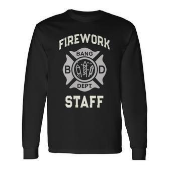 Official Firework Staff 4Th Of July Safety Crew Technician Long Sleeve T-Shirt - Thegiftio UK