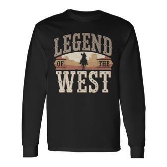 Old Western Film Fan Classic Cowboy Culture And Wild West Long Sleeve T-Shirt - Thegiftio UK